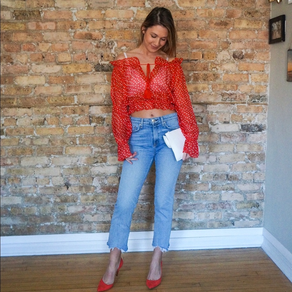 NWT Long sleeve off-the-shoulder supper crop top - Picture 5 of 10